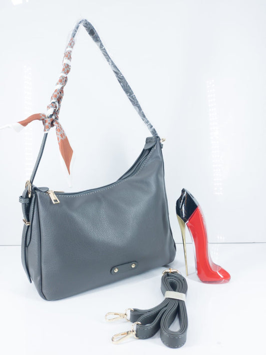Elegant Imported PU Handbag – Scarf Handle & Long Strap
